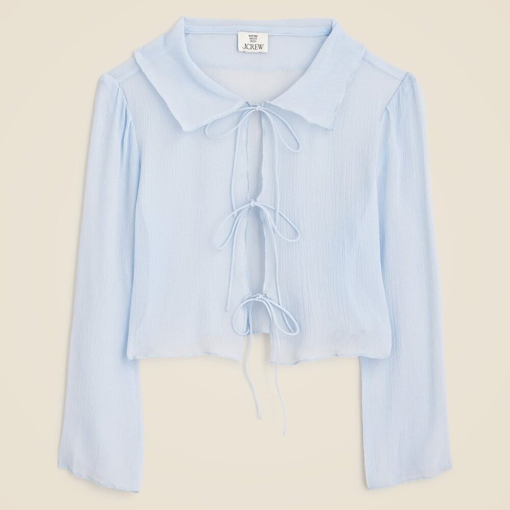J.Crew Maryam Nassir Zadeh X J.Crew sheer top in silk chiffon CC113 - Picture 2 of 10